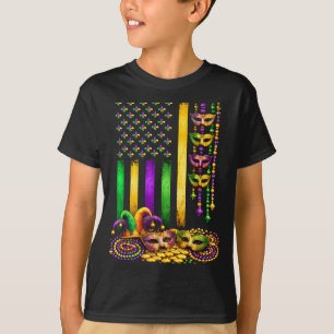 T-shirt Masque de Mardi Gras Carnaval Drapeau Américain Us