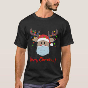 T-shirt Masque de Noël Cute Rudolph Reindeer Masque Chemis
