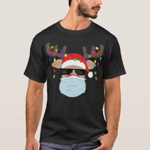T-shirt Masque de Noël mignon Roudolph masque de rennes po