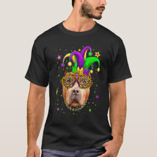 T-shirt Masque de perles de chien Pitbull Mardi Gras drôle