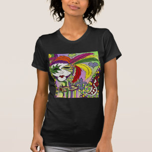 T-shirt Masque de plumes de Mardi Gras psychédélique