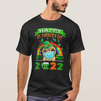 T-shirt Masque de Pug mignon Chapeau de Leprechaun Trèfle