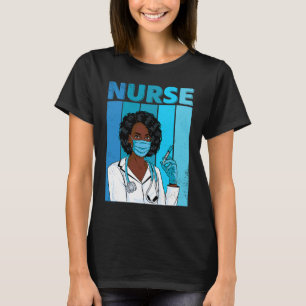 T-shirt Masque facial d'uniforme d'infirmière noire Afro N