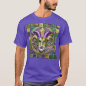T-shirt Masque Mardi Gras Jester Vert Or (Devant)