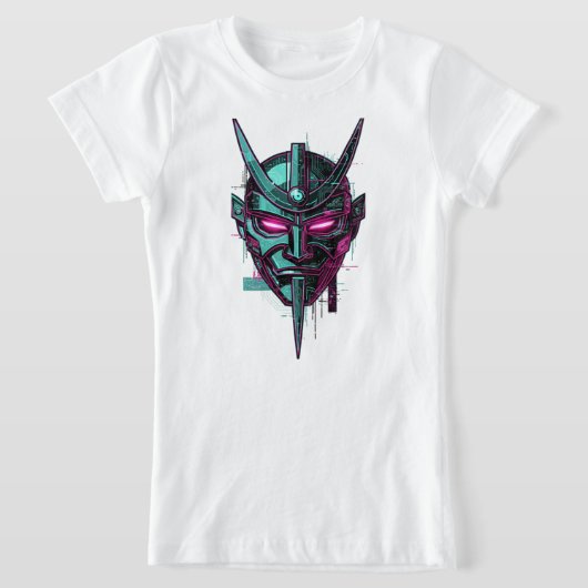 T-Shirt Masque Oni de Cyber-Samouraï – Grappe Synthwave Fu (Poser)