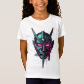 T-Shirt Masque Oni de Cyber-Samouraï – Grappe Synthwave Fu (Devant)