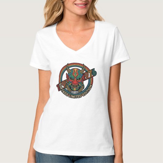 T-shirt Masque Oni Édition Limitée Vintage (Devant)