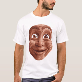 T-shirt Masque tribal en bois avec sourire expressif