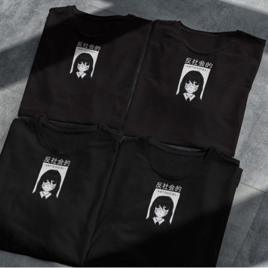 T-shirt Masque Visage Annime Antisociale Fille