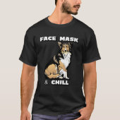 T-shirt Masque visage et froid collie chien avec texte bla (Devant)