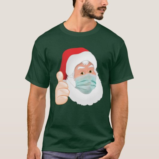 T-shirt Masque visage Père Noël avec pouces vers le haut,  (Devant)