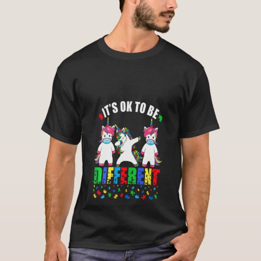 T-shirt Masque Visage Unicorne Sensibilisation sur l'autis (Devant)