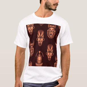T-shirt Masques africains ethniques, arrière - plans noirs