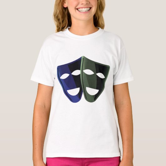 T-shirt Masques De Théâtre Bleu Et Vert (Devant)
