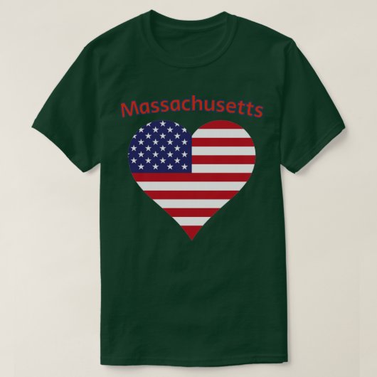 T-shirt Massachusetts American Flag Heart1 (Design devant)