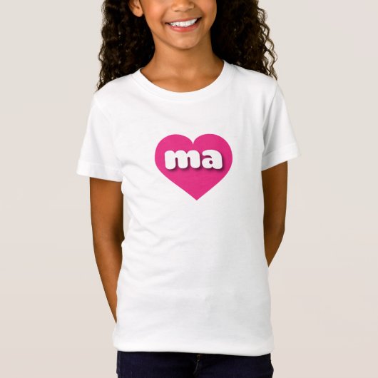 T-Shirt Massachusetts coeur rose chaud - I love ma (Devant)