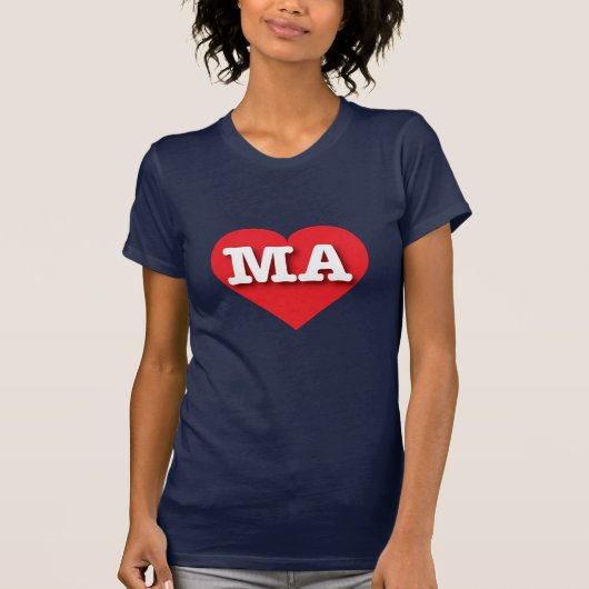 T-shirt Massachusetts Coeur rouge - J'aime MA (Devant)