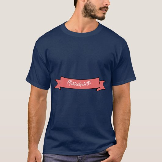 T-shirt Massachusetts Ruban Étiquette rose (Devant)