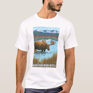 T-shirt MassachusettsMoose buvant dans le lac