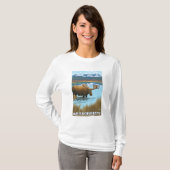 T-shirt MassachusettsMoose buvant dans le lac (Devant entier)