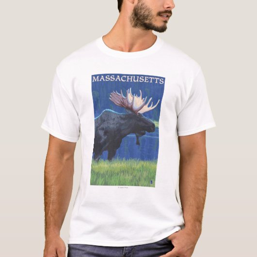 T-shirt MassachusettsMoose dans le clair de lune (Devant)