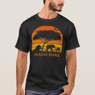 T-shirt Massai Mara Safari Elephant Lion Sunset Kenya Safa