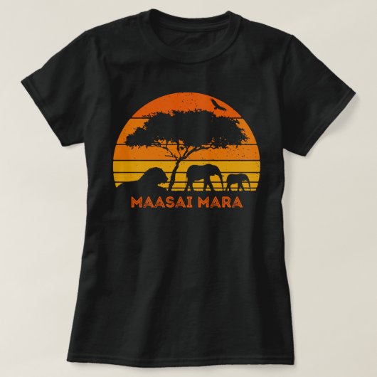 T-shirt Massai Mara Safari Elephant Lion Sunset Kenya Safa (Design devant)