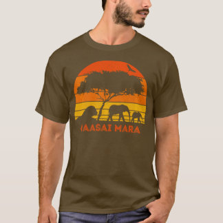 T-shirt Massai Mara Safari Elephant Lion Sunset Kenya Safa