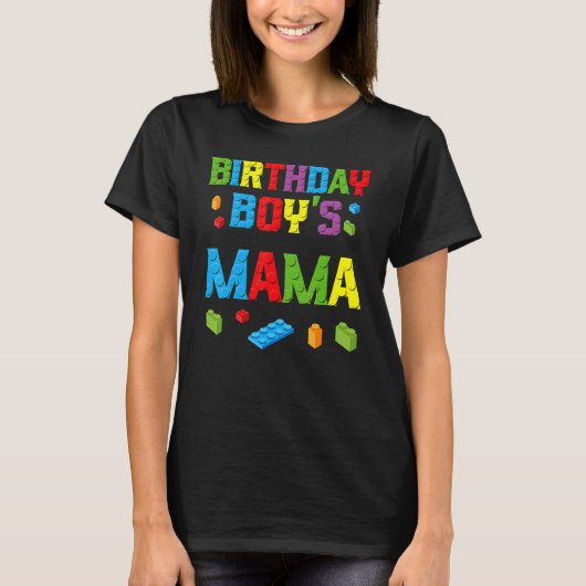 T-shirt Master Builder Birthday Boy's Mama Building Bricks (Devant)