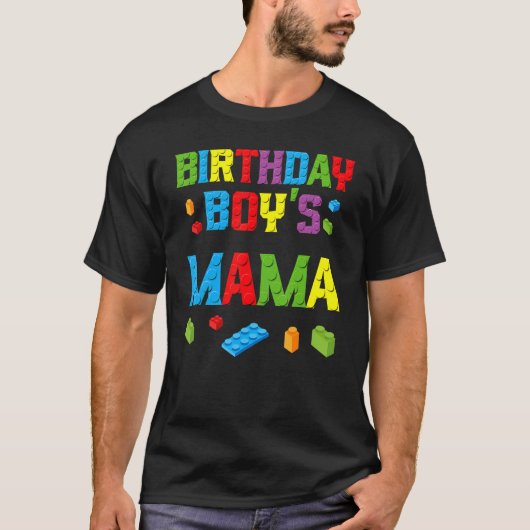 T-shirt Master Builder Birthday Boy's Mama Building Bricks (Devant)