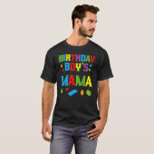T-shirt Master Builder Birthday Boy's Mama Building Bricks (Devant entier)