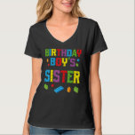 T-shirt Master Builder Birthday Boy's Sister Building Bric<br><div class="desc">Maître Constructeur Anniversaire Soeur Boy Construction Briques Blocs</div>