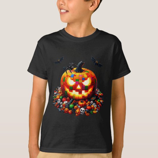 T-shirt Master Builder Blocks Bricks Building Pumpkin Hall (Devant)