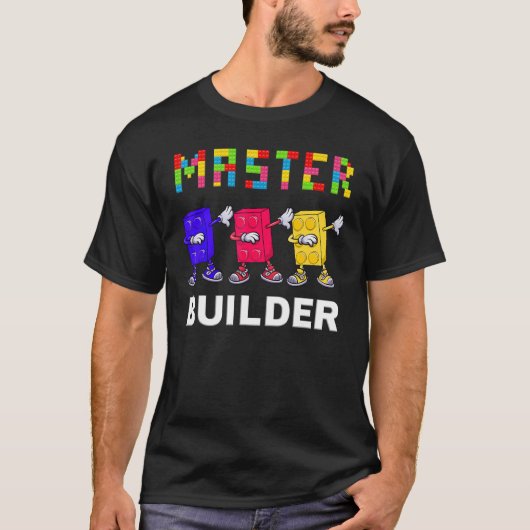T-shirt Master Builder Dabbing Kids Building Blocks Brique (Devant)