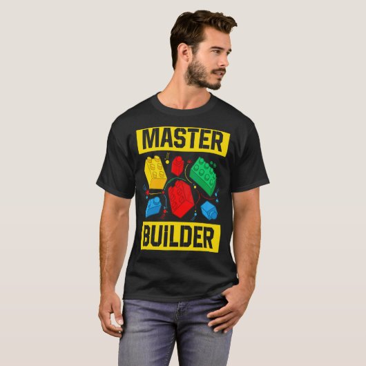 T-shirt Master Builder Kids Building Blocks Brick Toy Mast (Devant entier)