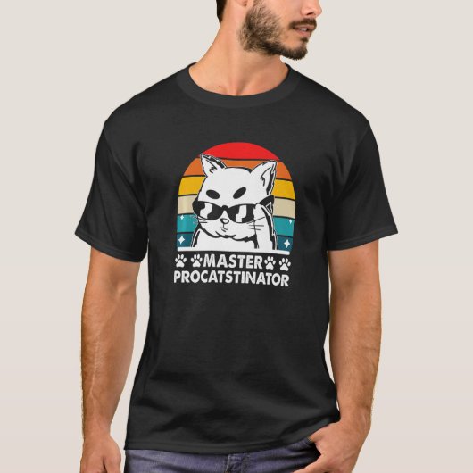 T-shirt Master Procatstinator Chat Humour Kitten Lazy (Devant)