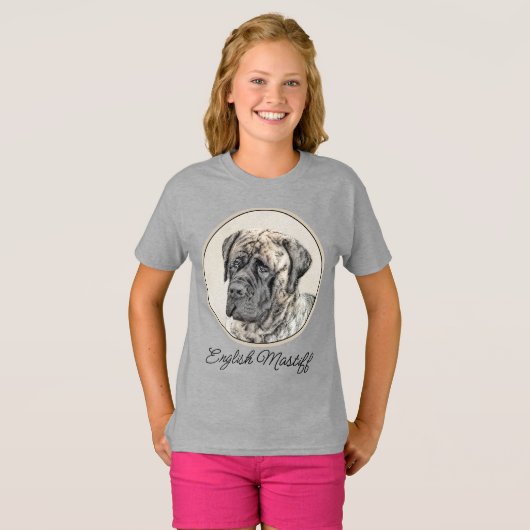 T-shirt Mastiff anglais (Brindle) Peinture - Chien Art T-S (Devant entier)