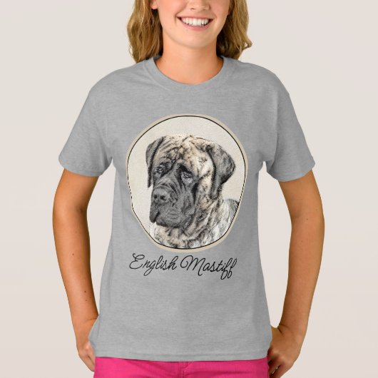 T-shirt Mastiff anglais (Brindle) Peinture - Chien Art T-S (Devant)