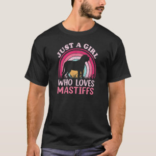 T-shirt Mastiff Chien Vintage Juste Une Fille Qui Aime Mas