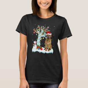 T-shirt Mastiff Chien Xmas Arbre Éclairage Santa Chapeau M