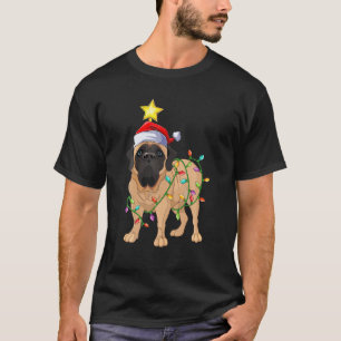 T-shirt Mastiff Chien Xmas Éclairage Arbre Correspondance