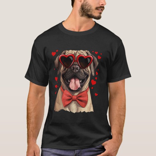 T-shirt Mastiff Coeurs Chien Anglais Lunettes de soleil Bo (Devant)