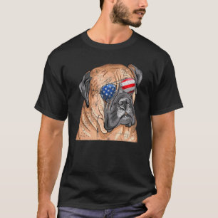 T-shirt Mastiff Lunettes de soleil américain Usa Drapeau 4