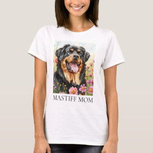 T-shirt Mastiff Maman Aquarelle Chien Chemise