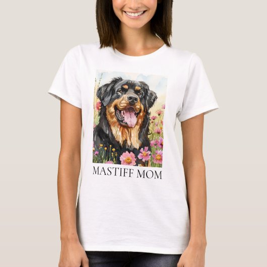 T-shirt Mastiff Maman Aquarelle Chien Chemise (Devant)