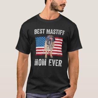 T-shirt Mastiff Maman Mama Drapeau américain Français Mast