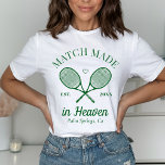 T-shirt Match Fabriqué Dans Le Ciel Club De Tennis Bachelo<br><div class="desc">Jolie soirée de tennis à thème de plage ! Une partie d'une collection entière !</div>