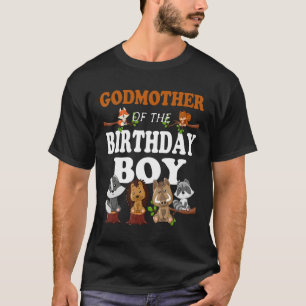 T-shirt Match Godmother of The Birthday Boy Woodland