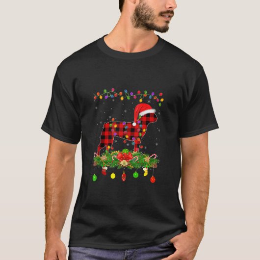 T-shirt Matching Buffalo Plaid Boston Terrier Dog Christma (Devant)