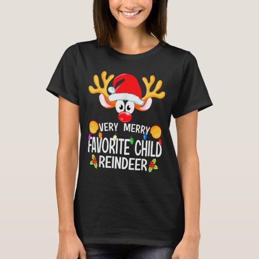 T-shirt Matching Christmas Very Merry Favorite Child Reind (Devant)